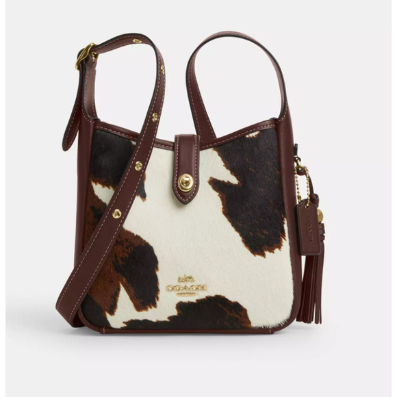 Best price ‼️Coach Hadley Mini Crossbody Bag Cow Print And Tassel CCE14 - Picture 10 of 16